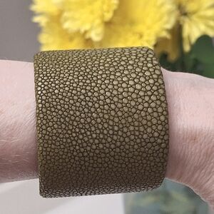 Green Stingray Leather Cuff Bracelet